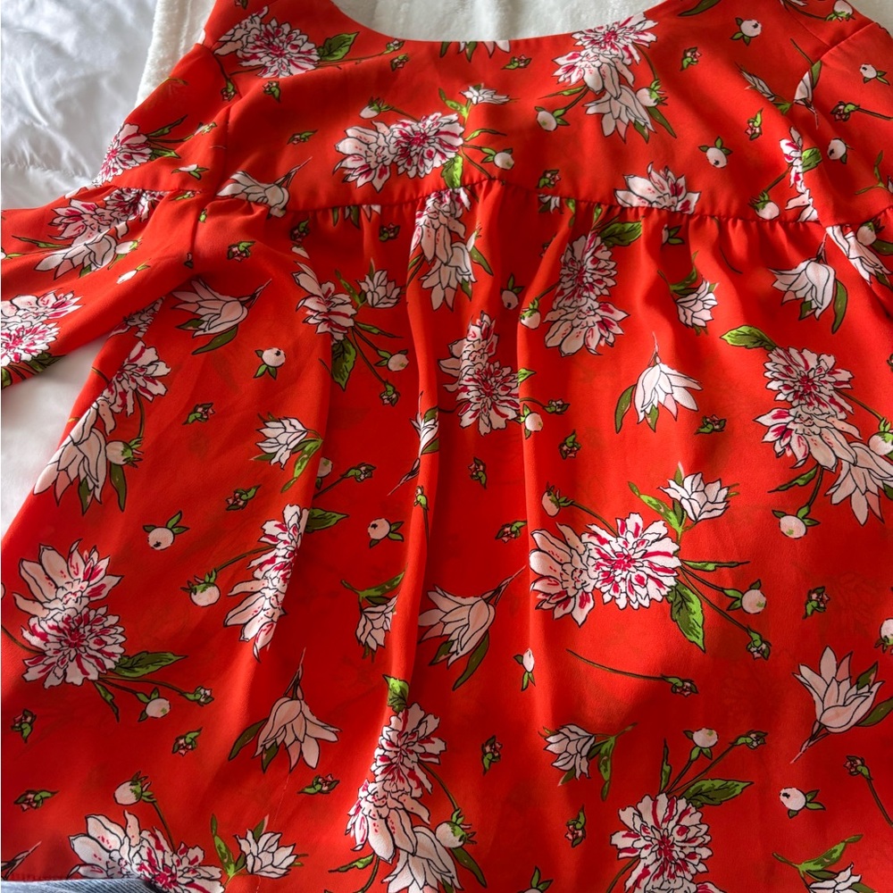 Floral Red Blouse